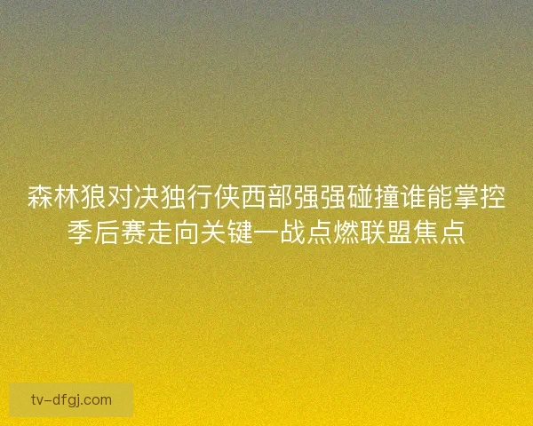 森林狼对决独行侠西部强强碰撞谁能掌控季后赛走向关键一战点燃联盟焦点