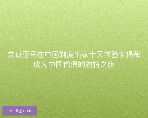 文班亚马在中国剃度出家十天体验卡揭秘成为中国僧侣的独特之旅
