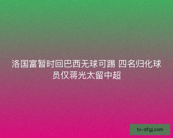 洛国富暂时回巴西无球可踢 四名归化球员仅蒋光太留中超